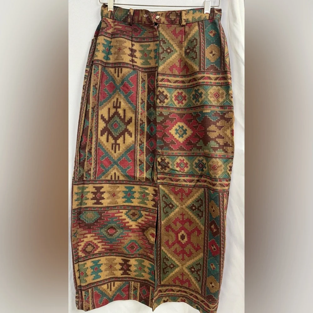 Circle T Vtg Geometric Patterned Vest and Maxi Skirt Set - Picture 6 of 9